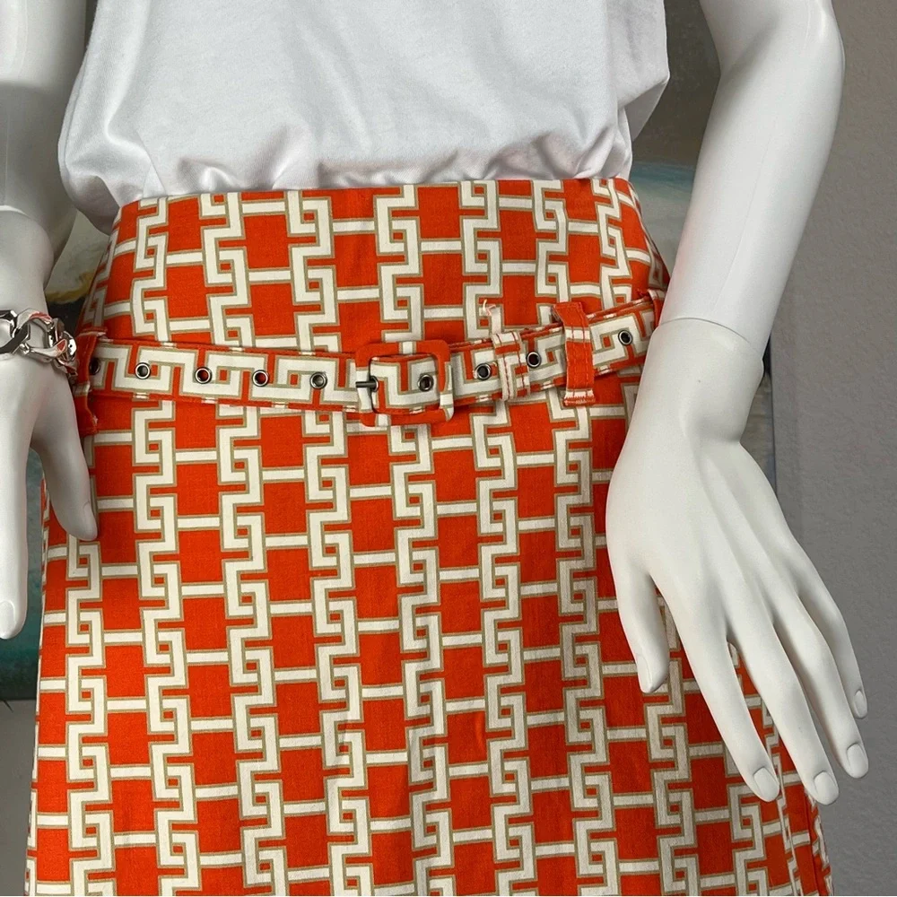 VINTAGE 🔥Tommy Hilfiger🔥 Abstract Belted Skirt Size 6 - Picture 4 of 11